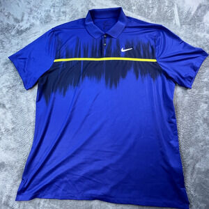 Nike Shirt Extra Large Dri Fit Golf Polo Vapor Fog Print Deep Royal Obsidian